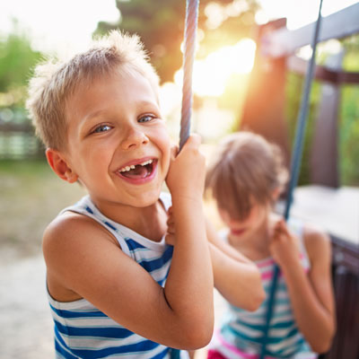 Kids swinging